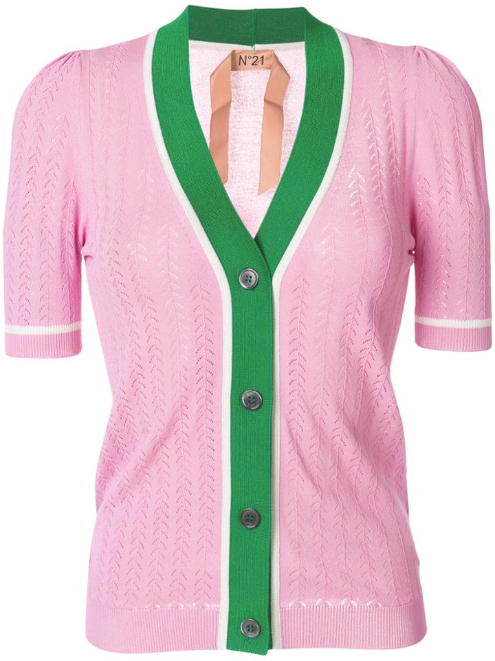 No21 Short Sleeve Knitted Top - Pink & Purple