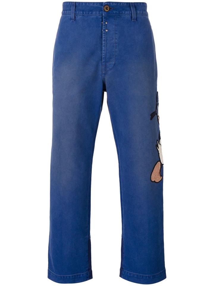 Gucci Donald Duck Embroidered Jeans, Men's, Size: 32, Blue, Cotton/spandex/elastane