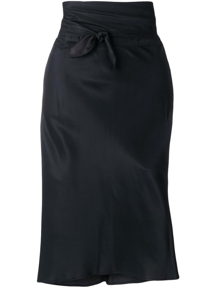 Romeo Gigli Vintage Tied Detail Fitted Skirt - Black