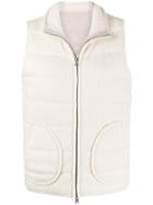 N.peal Cable Reversible Padded Cashmere Gilet - White