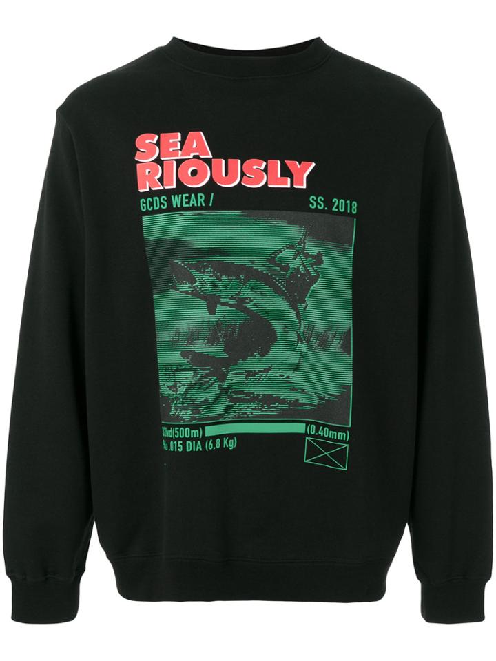 Gcds Print Long-sleeve Sweatshirt - Black