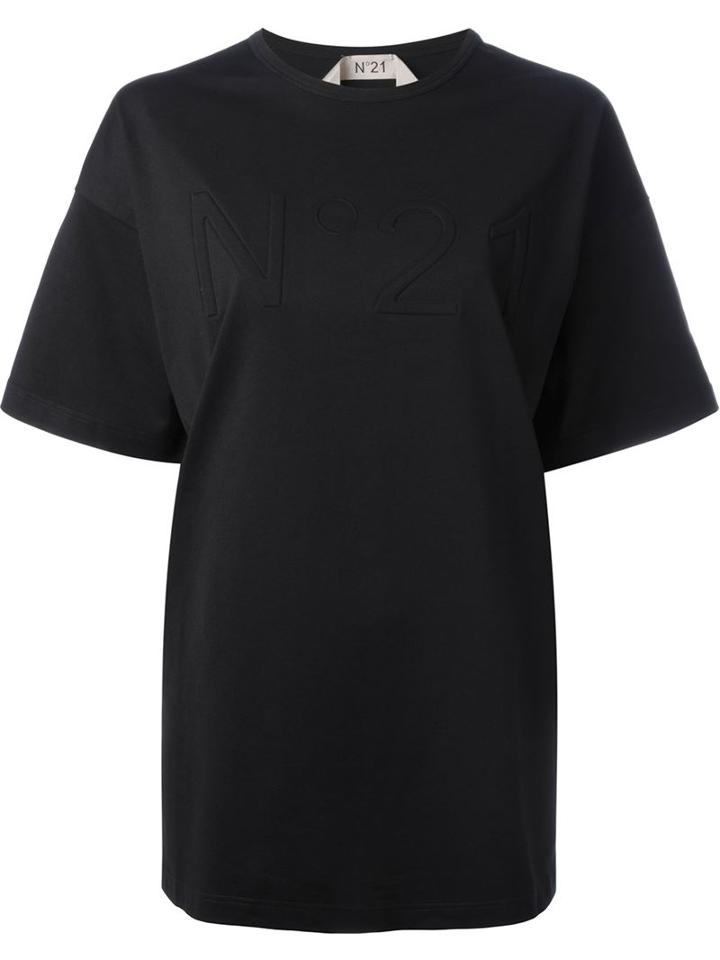 No21 Embossed Logo Oversized T-shirt, Women's, Black, Cotton