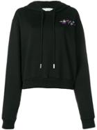 Off-white Cropped Jewel Embellished Hoodie - Black