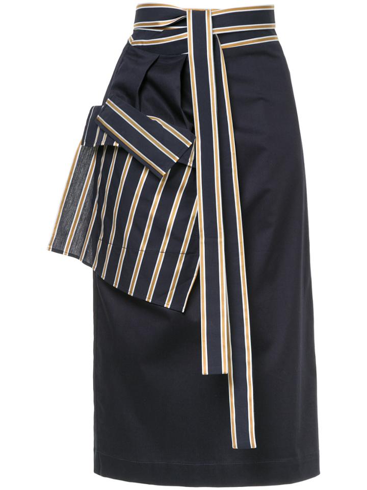 Palmer / Harding Stripe-trimmed Wrap Skirt - Blue
