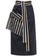 Palmer / Harding Stripe-trimmed Wrap Skirt - Blue