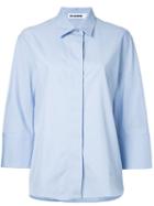 Jil Sander - Cropped Sleeves Shirt - Women - Cotton - 38, Blue, Cotton
