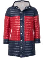 Thom Browne Bicolor Quilted Down Satin Tech Coat - Blue