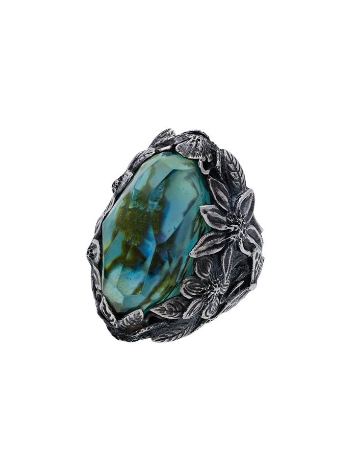 Lyly Erlandsson Silver And Blue Resin Winter Shell Ring