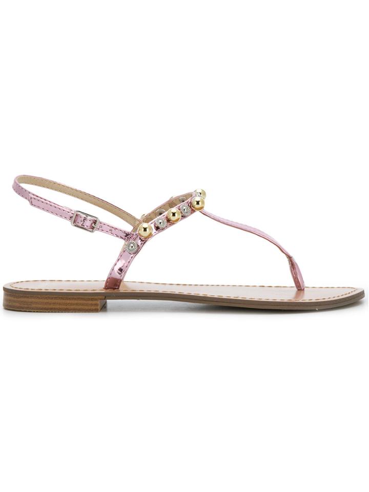 Versace Jeans Beaded Thong Sandals - Pink & Purple