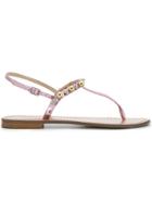 Versace Jeans Beaded Thong Sandals - Pink & Purple