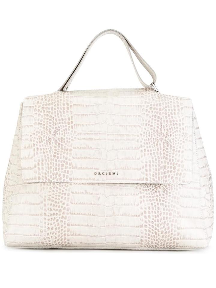 Orciani Snakeskin Effect Tote, Women's, Grey, Leather