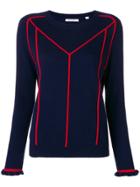 Chinti & Parker Contrast Embroidered Sweater - Blue