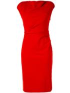 Paule Ka Cap Sleeve Fitted Dress - Red