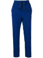 Closed Belted Side Stripe Joggers - Blue