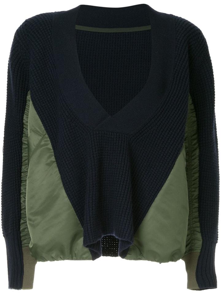 Sacai Deep V-neck Jumper - Blue