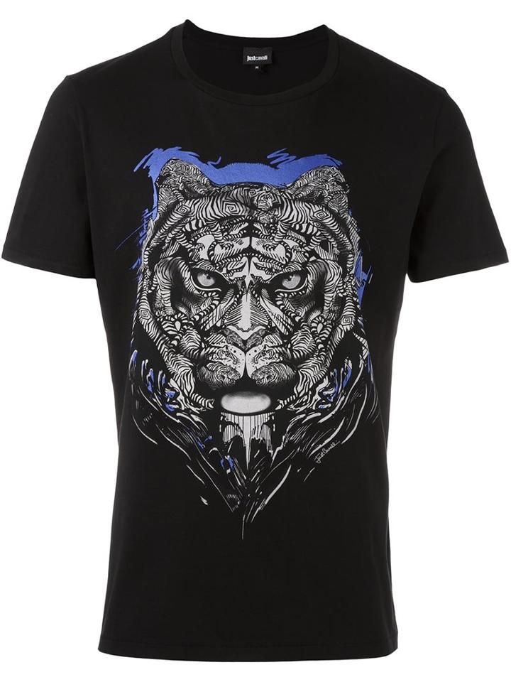 Just Cavalli Tiger Print T-shirt, Men's, Size: Small, Black, Cotton