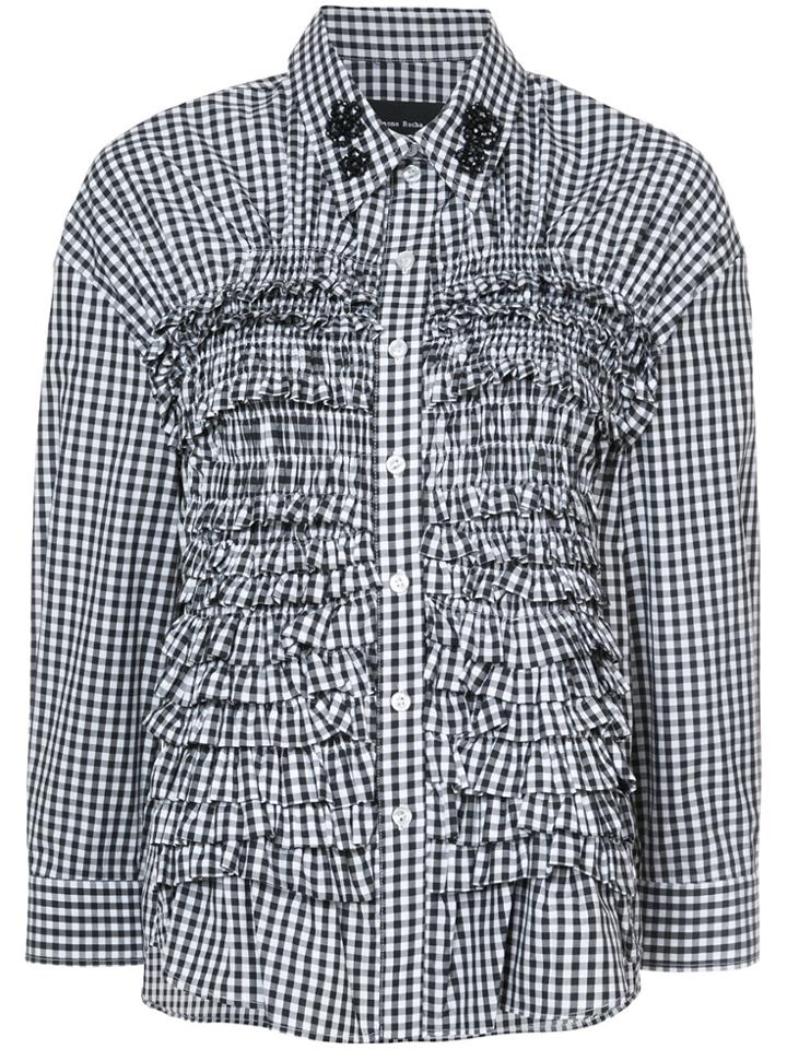 Simone Rocha Gingham Ruffle Shirt - Black