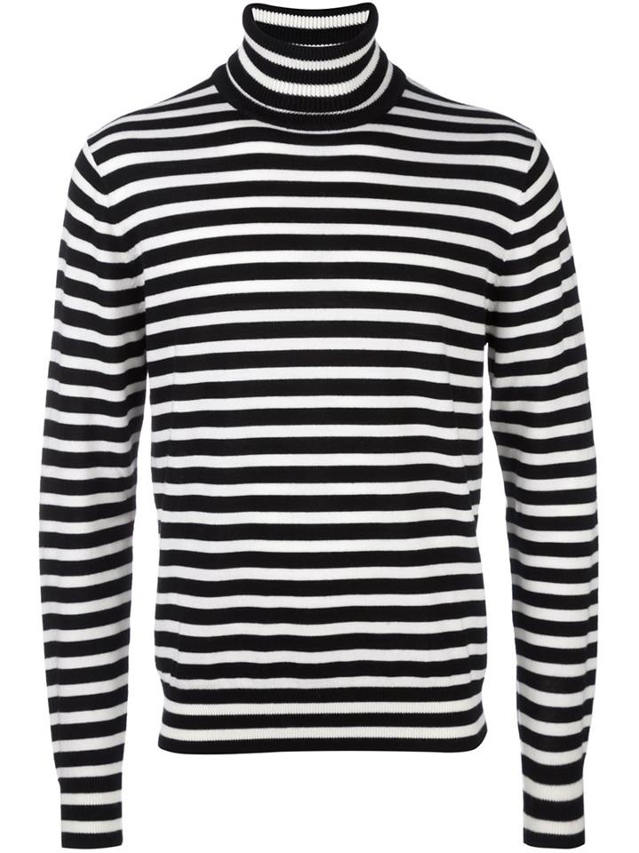 Ps By Paul Smith Striped Turtleneck Jumper, Men's, Size: Large, Black, Merino