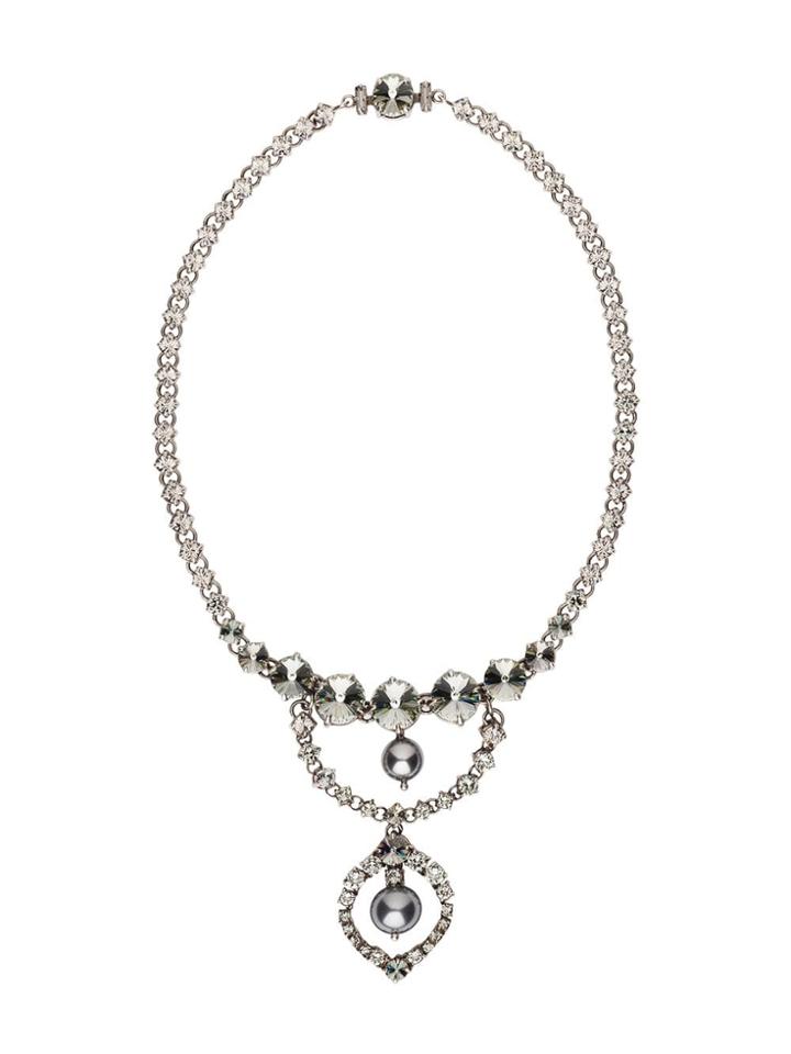 Miu Miu Pearl And Crystal Necklace - Grey