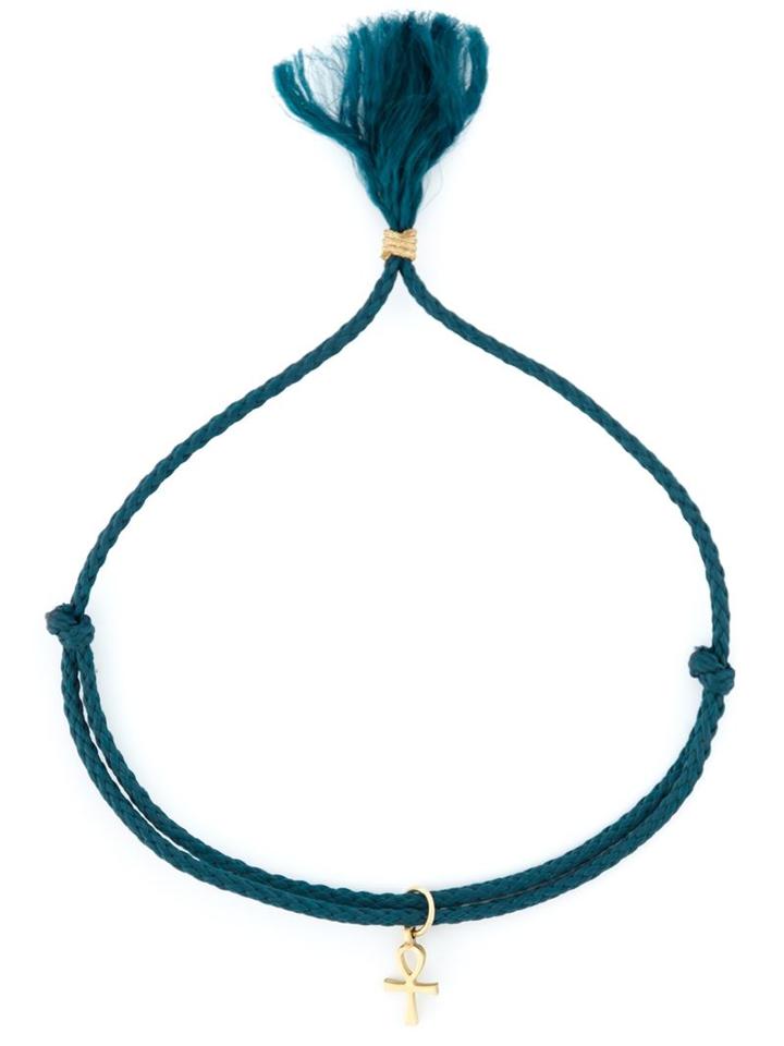 Luis Morais Hanging Ankh Cross Tassel Bracelet, Adult Unisex, Blue