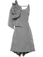 Miu Miu Taffeta Dress With Bow And Rose - Grey