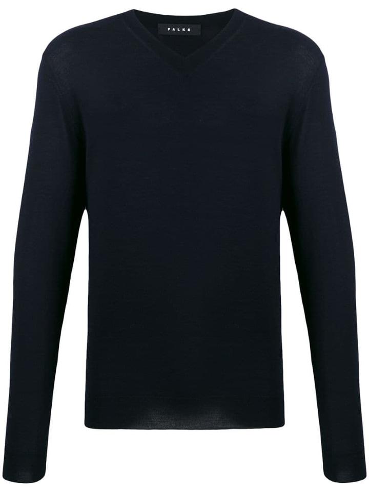 Falke V-neck Plain Jumper - Blue
