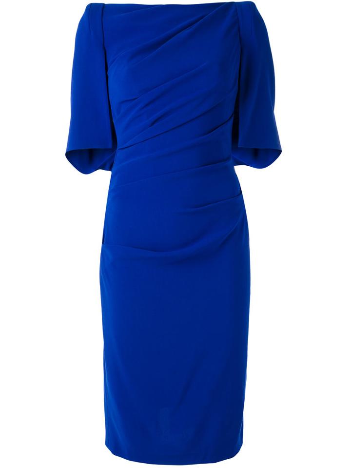 Talbot Runhof - Gathered Dress - Women - Polyester/triacetate/viscose - 42, Blue, Polyester/triacetate/viscose