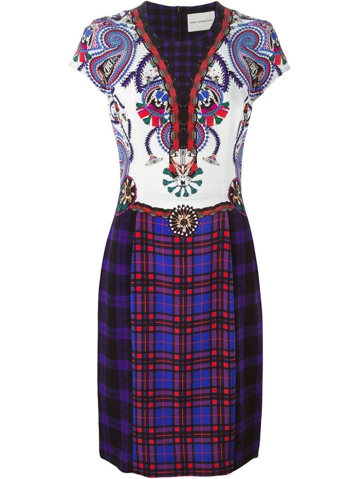 Mary Katrantzou 'murray' Dress, Women's, Size: 14, White, Silk/spandex/elastane