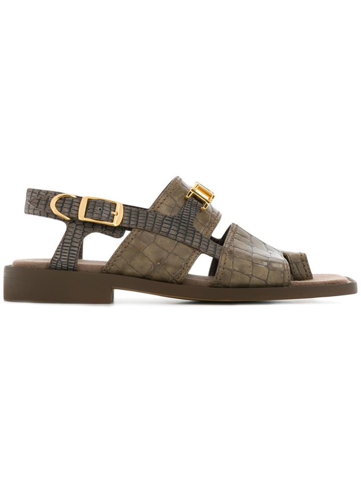 Stella Mccartney Croco-embossed Sandals - Grey