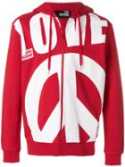 Love Moschino Oversized Slogan Zipped Front Hoodie - Red
