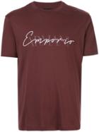 Emporio Armani Embroidered And Printed Logo T-shirt - Brown