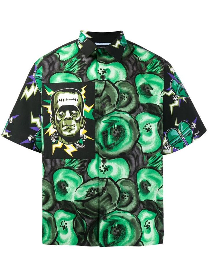 Prada Frankenstein Monster Print Shirt - Green