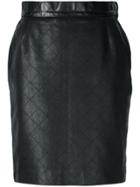 Yves Saint Laurent Vintage Straight Leather Skirt - Black