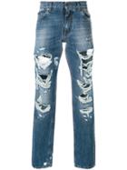 Dolce & Gabbana Distressed Straight Leg Jeans - Blue