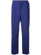 Erika Cavallini Cropped Pants, Women's, Size: 48, Blue, Linen/flax