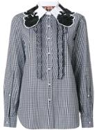 No21 Oversized Collar Gingham Shirt - Black
