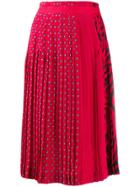 Ermanno Scervino Mixed-print Pleated Skirt - Red