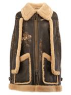 Maison Margiela Distressed Shearling Cape Coat