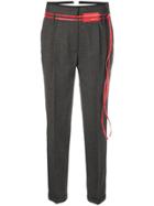 Victoria Beckham Contrasting Belt Tailored Trousers - Grey