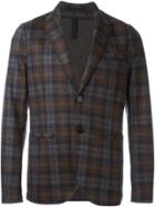 Harris Wharf London Checked Button Down Blazer - Blue