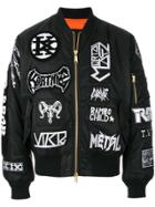 Ktz All-over Patch Bomber Jacket - Black