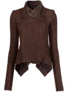 Rick Owens High Low Biker Jacket, Women's, Size: 42, Brown, Lamb Skin