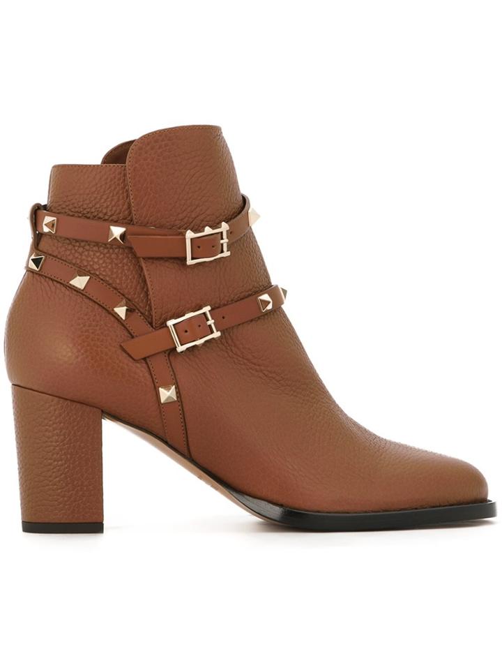 Valentino Valentino Garavani 'rockstud' Ankle Boots - Brown