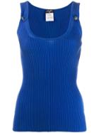 Chanel Vintage 2010's Buttoned Ribbed Tank - Blue