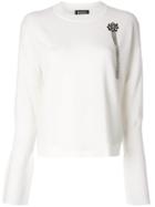 Markus Lupfer Floral Embellished Jumper - White