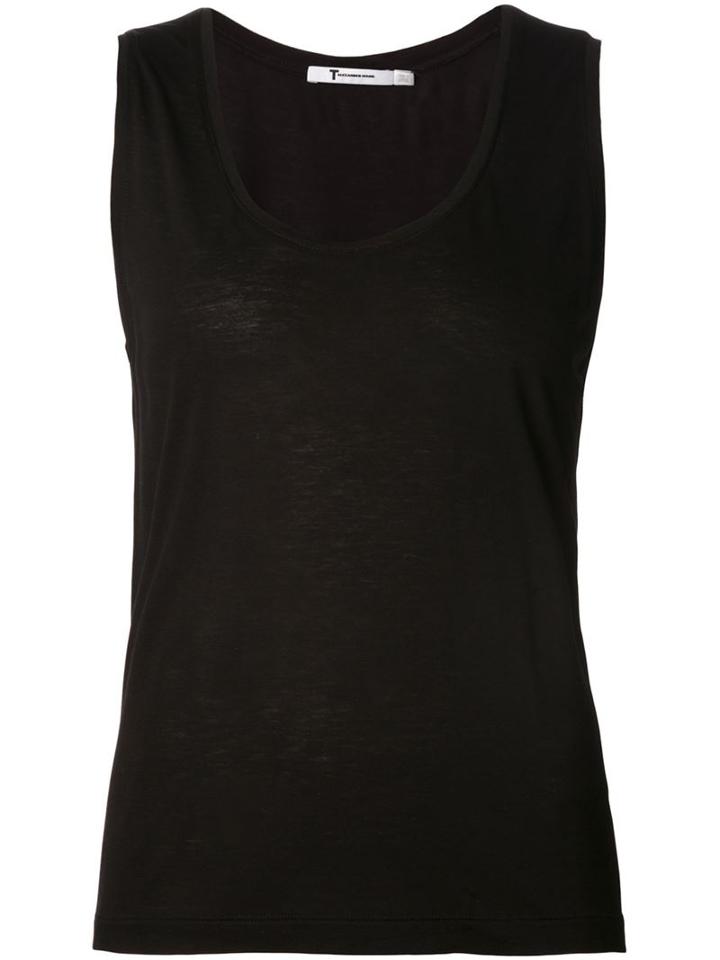 T By Alexander Wang Scoop Neck Tank Top, Women's, Size: S, Black, Viscose