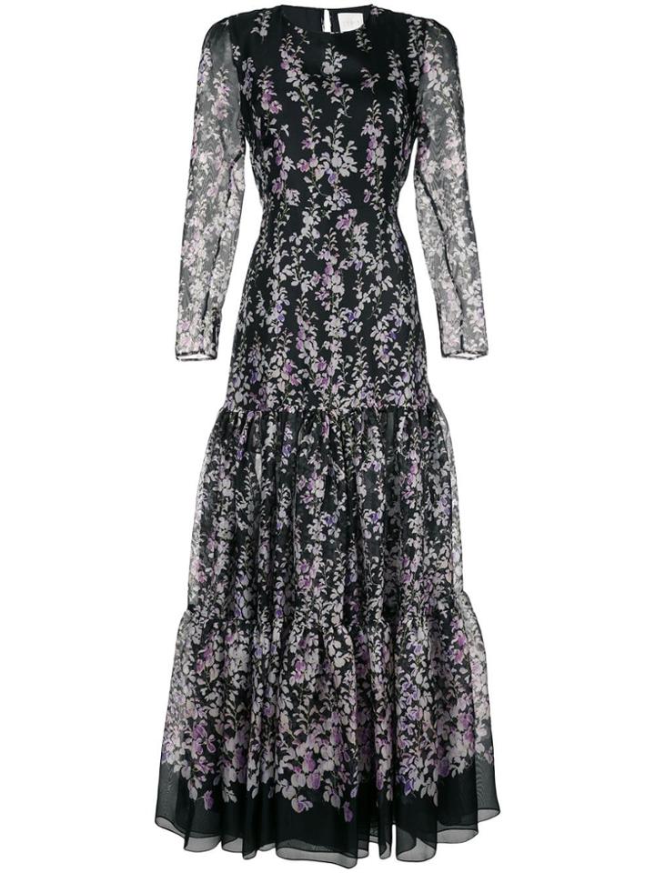 Ingie Paris Floral Print Gown - Black