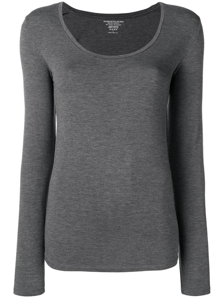 Majestic Filatures Longsleeved Fitted Top - Grey