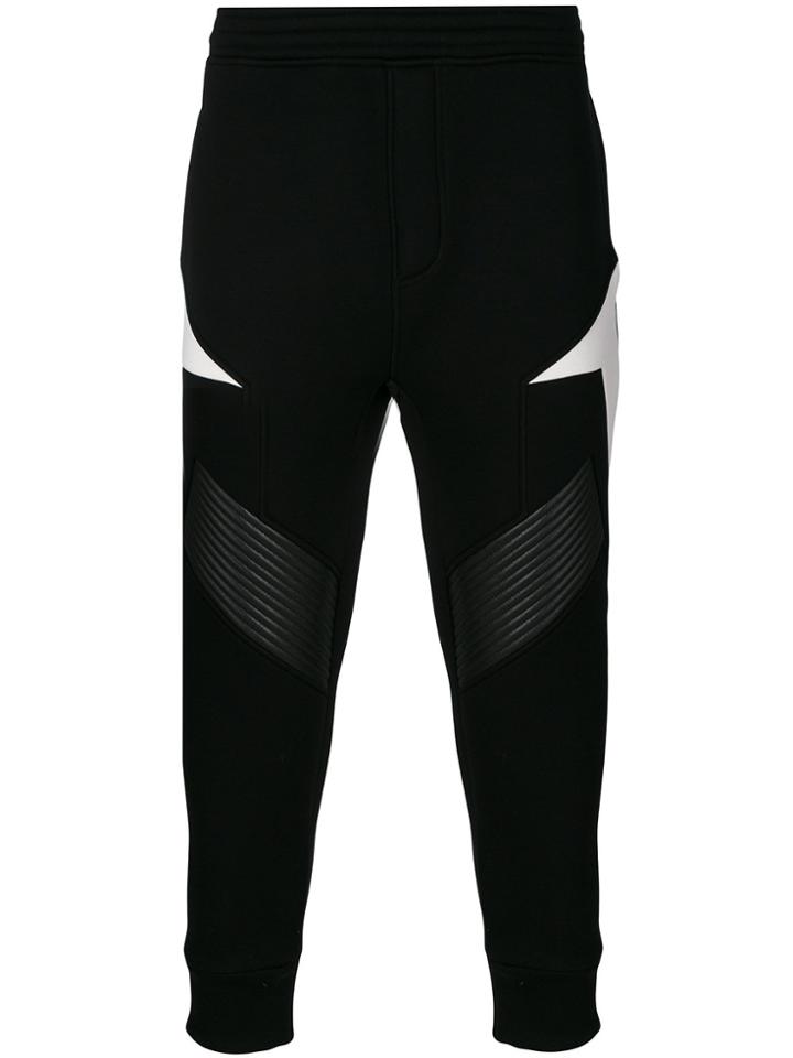 Neil Barrett Contrast Panel Trousers - Black