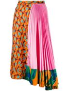 Marni Asymmetric Contrast Print Skirt - Orange